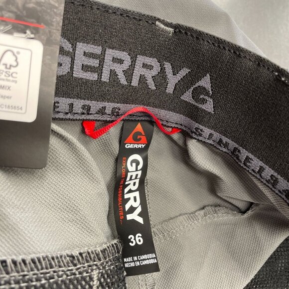 NEW Gerry Men's Size 36 Tech Shorts Gray Stretch Fabric Elastic Waistband UPF - Picture 5 of 6